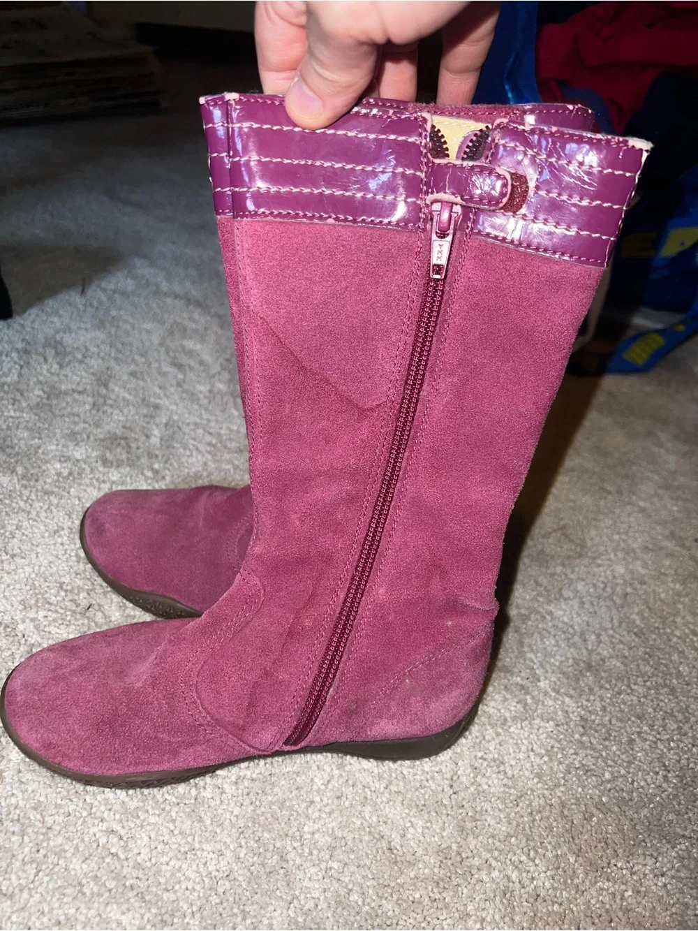 Naturino Suede Mid-Calf Zip Boot in Berry
